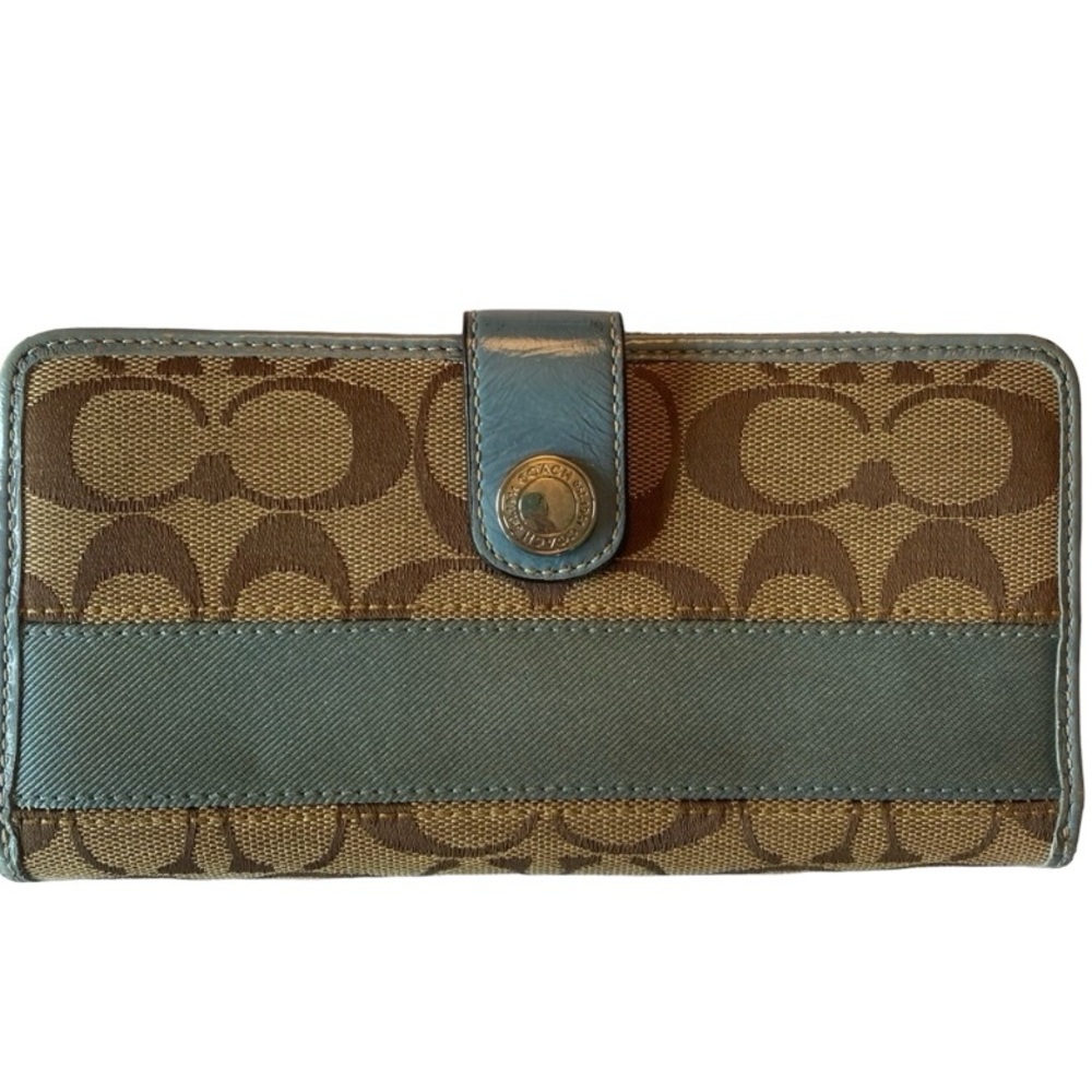 Coach Signature C Brown & Blue Canvas Bag AND Wallet - Picture 6 of 16